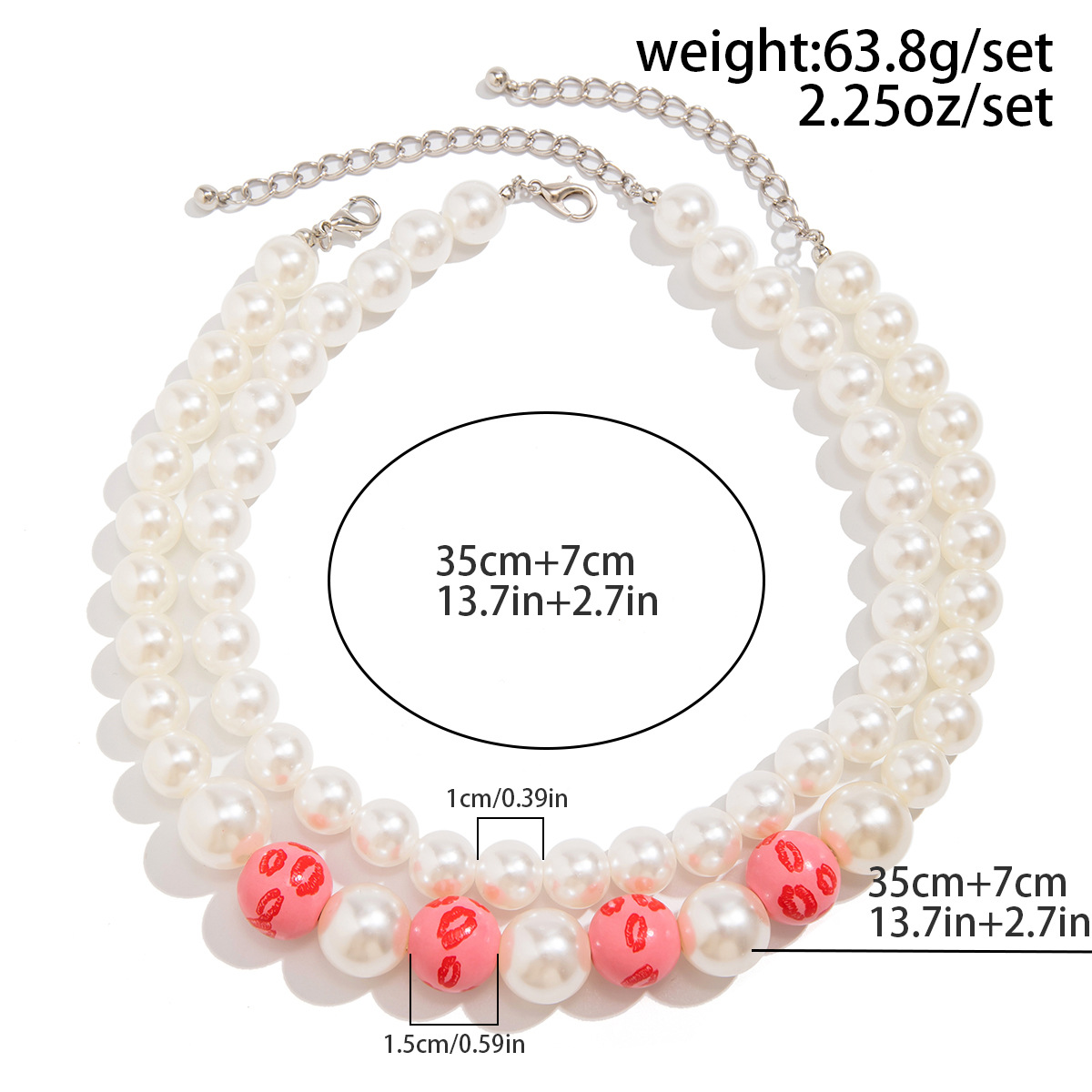 Sweet Color Block Imitation Pearl Wood Beaded Valentine's Day Women's Choker display picture 6