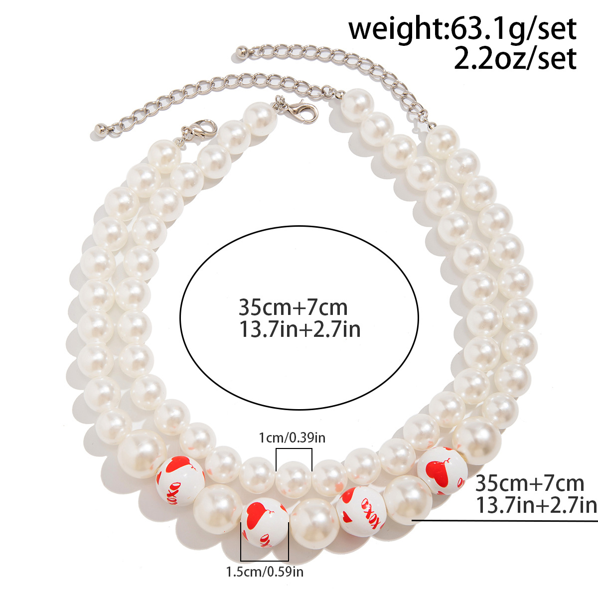 Sweet Color Block Imitation Pearl Wood Beaded Valentine's Day Women's Choker display picture 9