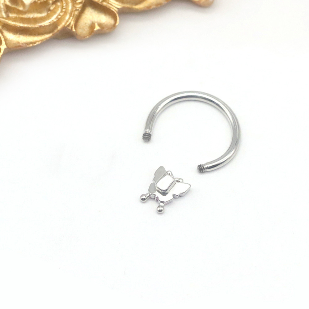 1 Piece Nose Rings & Studs Streetwear Butterfly 304 Stainless Steel Alloy Epoxy Palladium Plating display picture 2