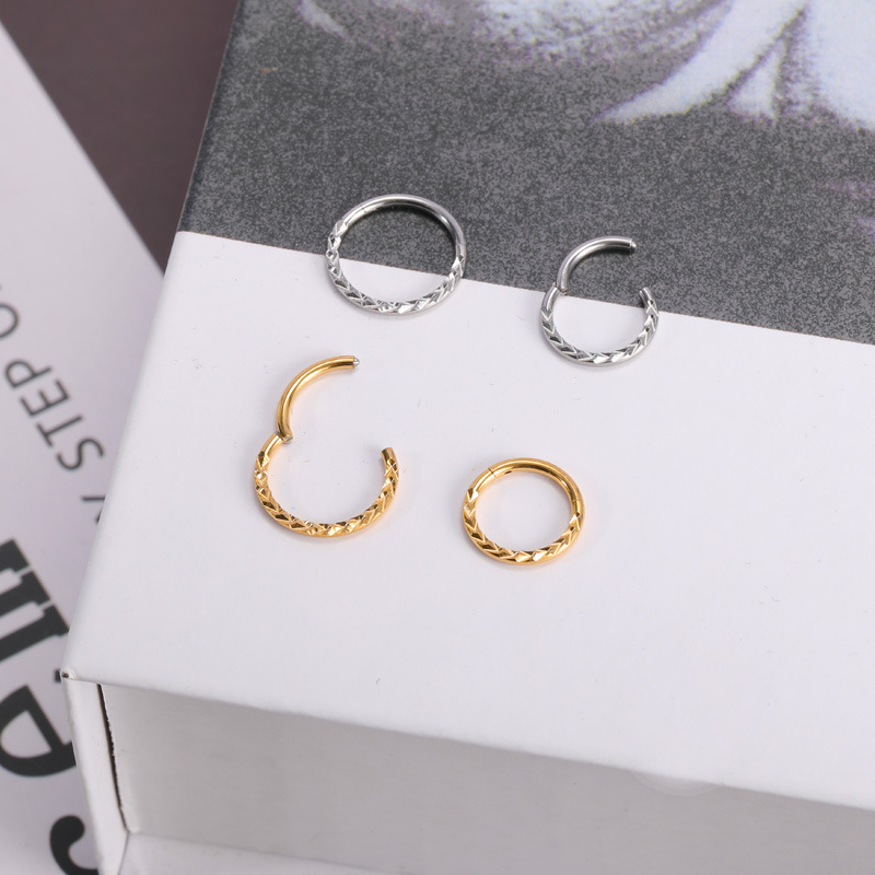 1 Piece Nose Rings & Studs Streetwear Solid Color 304 Stainless Steel 18K Gold Plated display picture 2