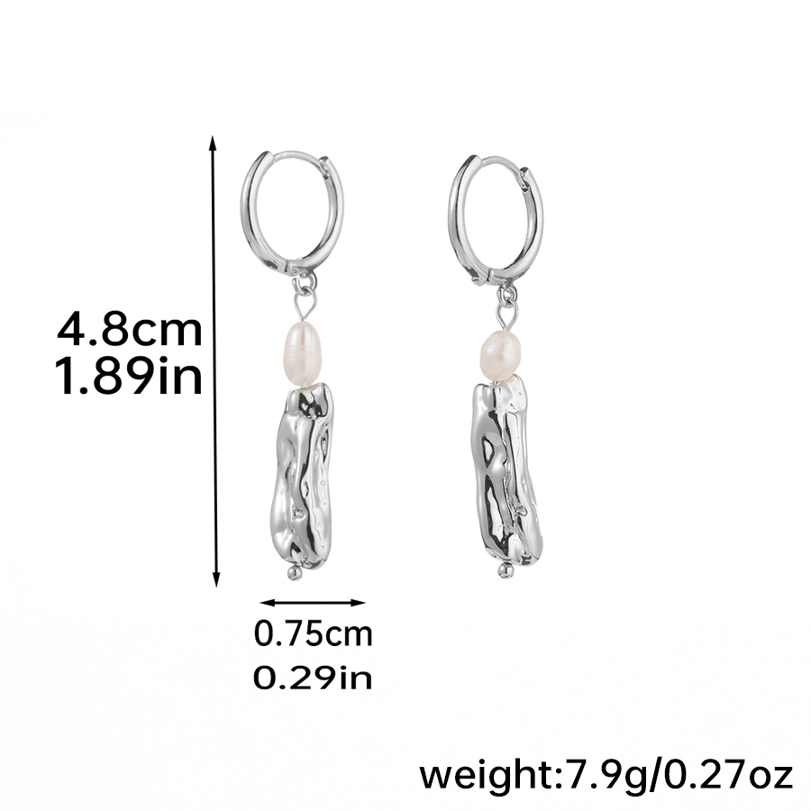 1 Pair Elegant Glam Geometric Plating Inlay Copper Freshwater Pearl Silver Plated Drop Earrings display picture 5