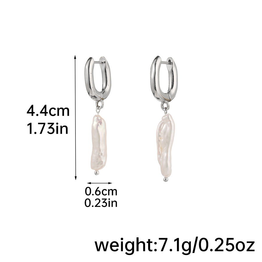 1 Pair Elegant Glam Geometric Plating Inlay Copper Freshwater Pearl Silver Plated Drop Earrings display picture 7