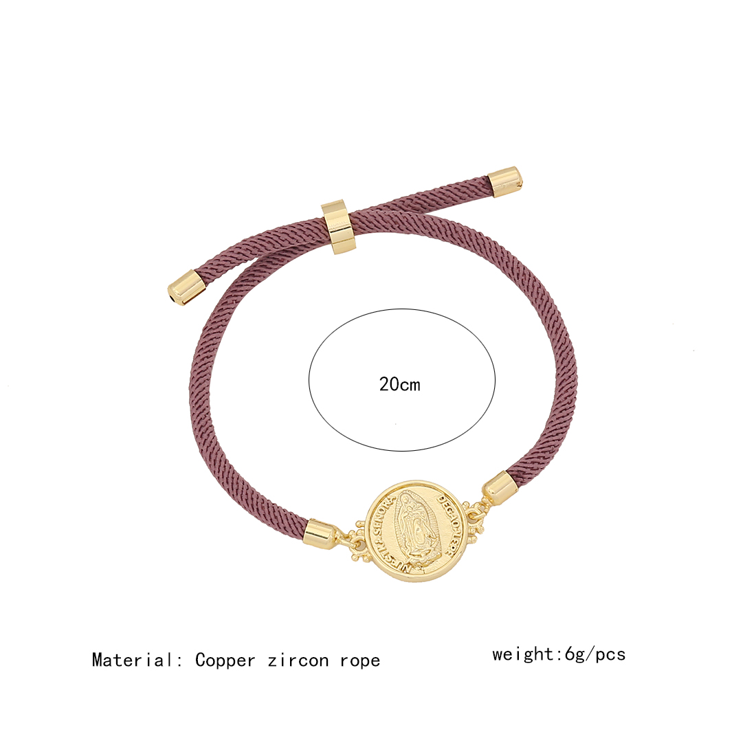 Retro Simple Style Human Round Rope Copper Plating Zircon Women's Drawstring Bracelets display picture 3