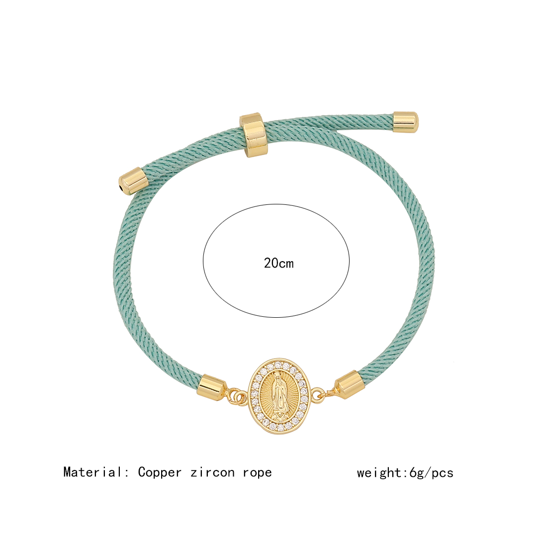 Retro Simple Style Human Round Rope Copper Plating Zircon Women's Drawstring Bracelets display picture 2