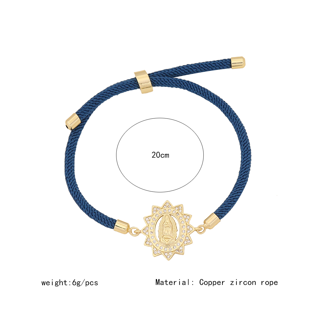 Retro Simple Style Human Round Rope Copper Plating Zircon Women's Drawstring Bracelets display picture 7