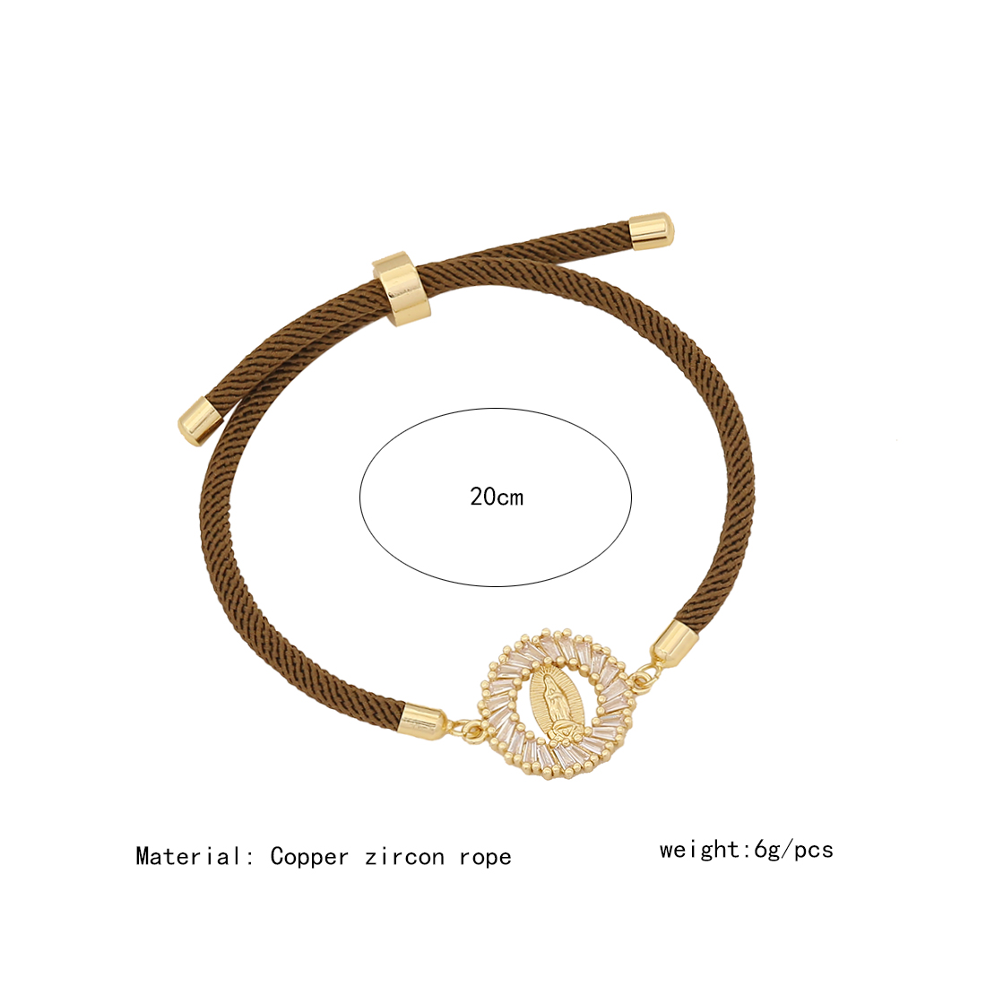 Retro Simple Style Human Round Rope Copper Plating Zircon Women's Drawstring Bracelets display picture 6