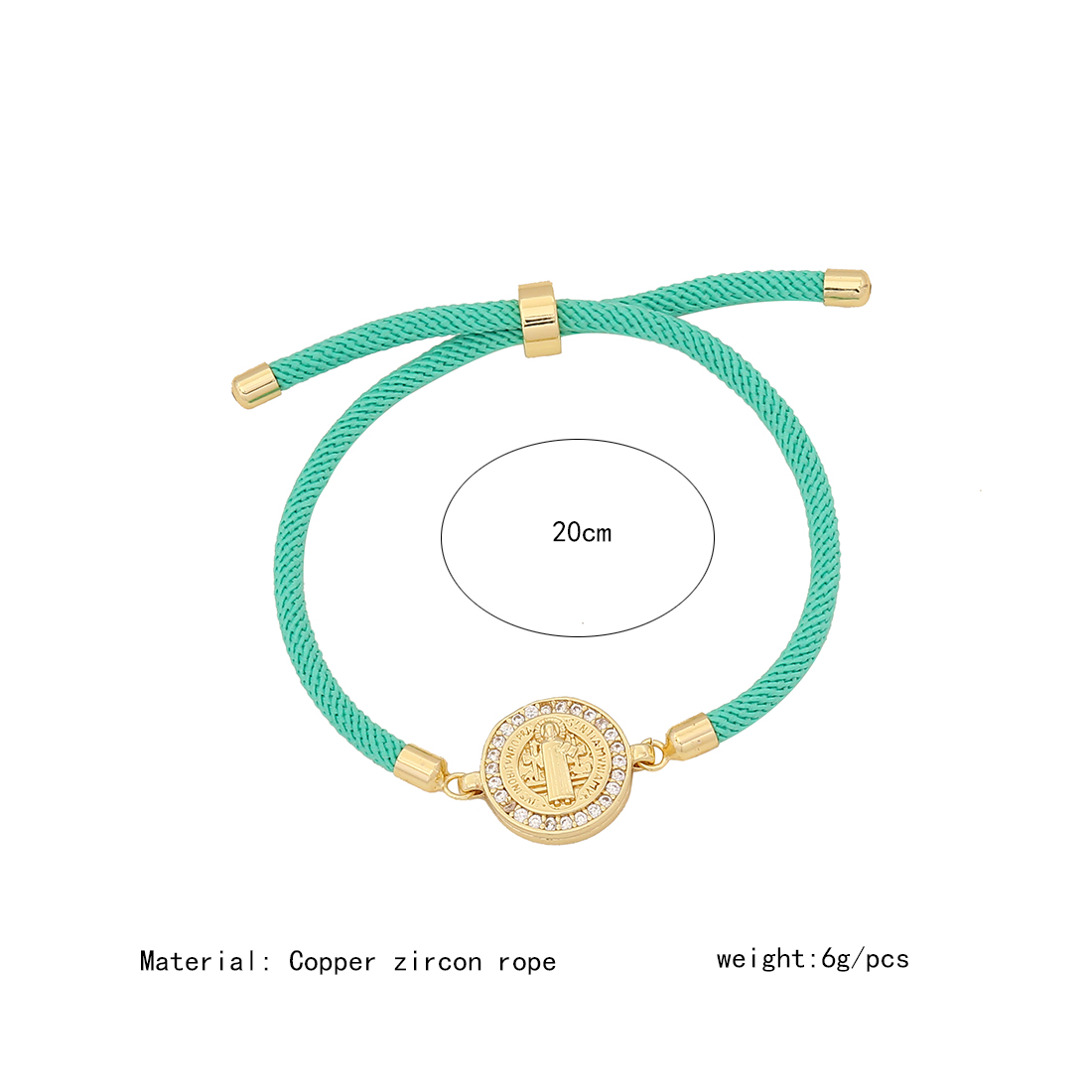 Retro Simple Style Human Round Rope Copper Plating Zircon Women's Drawstring Bracelets display picture 5