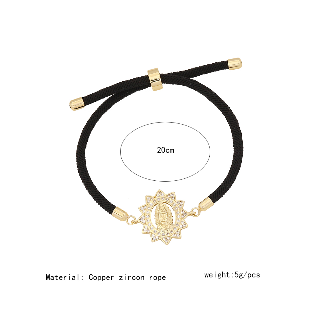 Retro Simple Style Human Round Rope Copper Plating Zircon Women's Drawstring Bracelets display picture 4