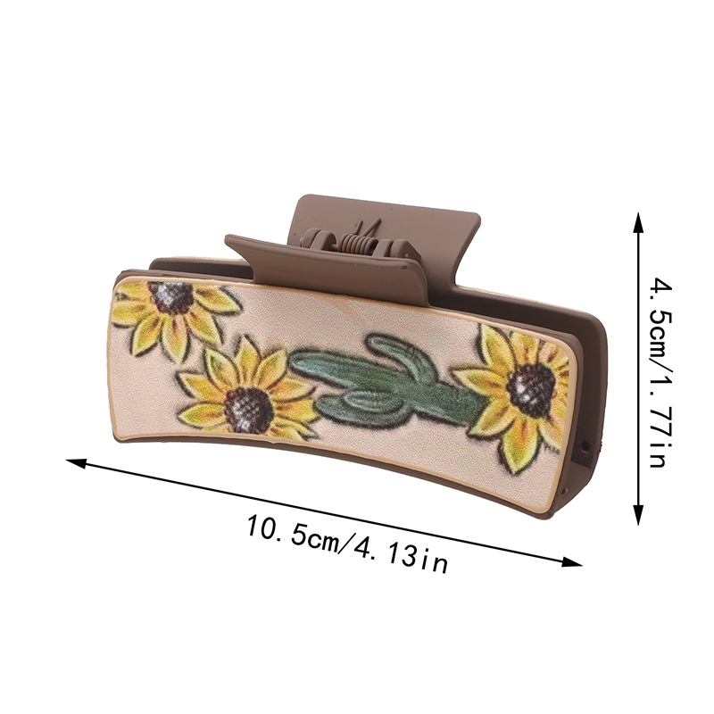 Women's Vintage Style Cactus Sunflower Pu Leather Plastic Hair Claws display picture 2