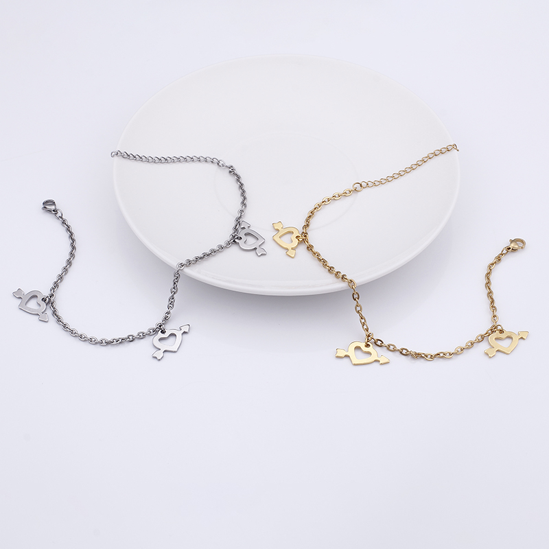 Simple Style Heart Shape Titanium Steel 18K Gold Plated Valentine'S Day Women's Anklet display picture 3