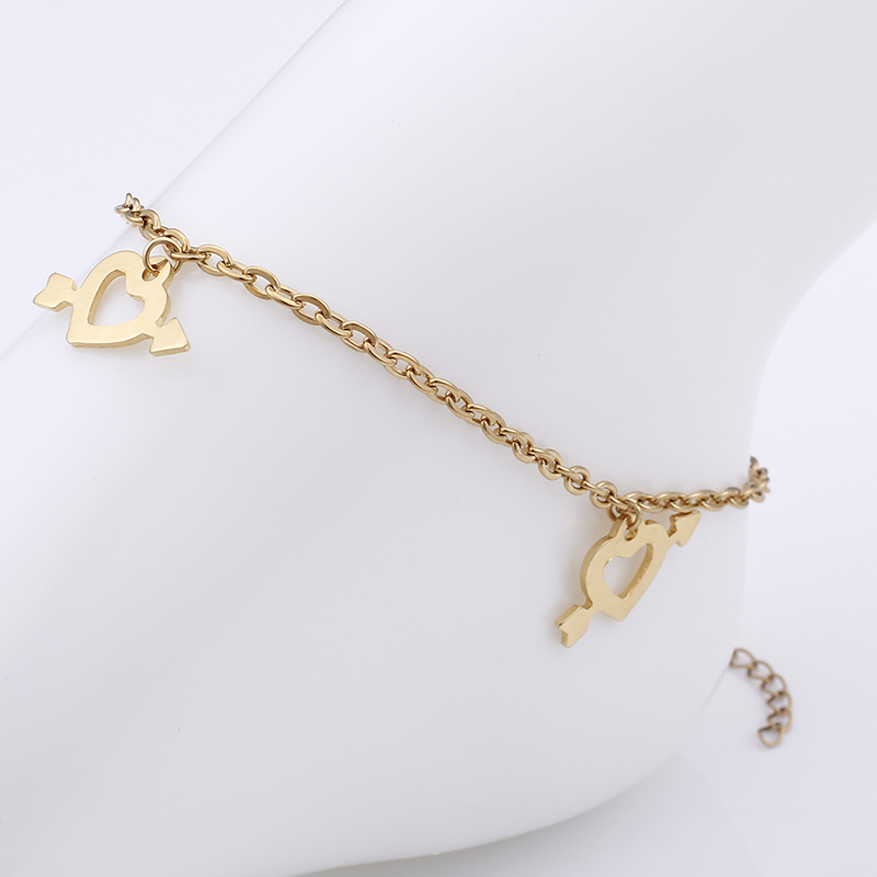 Simple Style Heart Shape Titanium Steel 18K Gold Plated Valentine'S Day Women's Anklet display picture 5