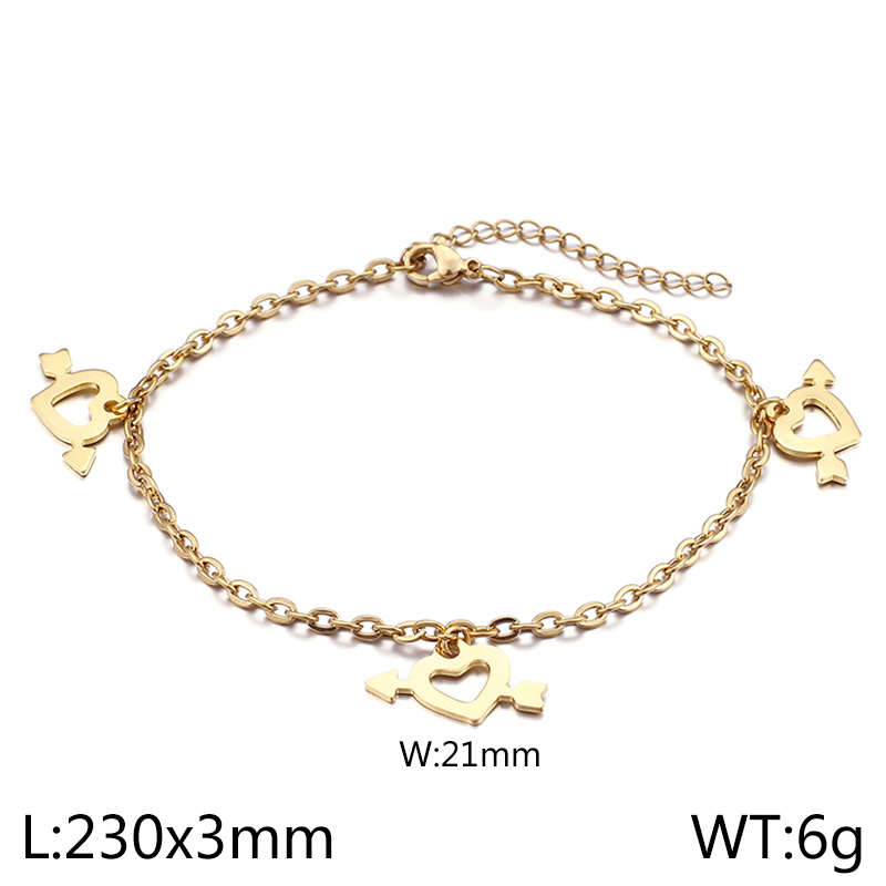 Simple Style Heart Shape Titanium Steel 18K Gold Plated Valentine'S Day Women's Anklet display picture 8