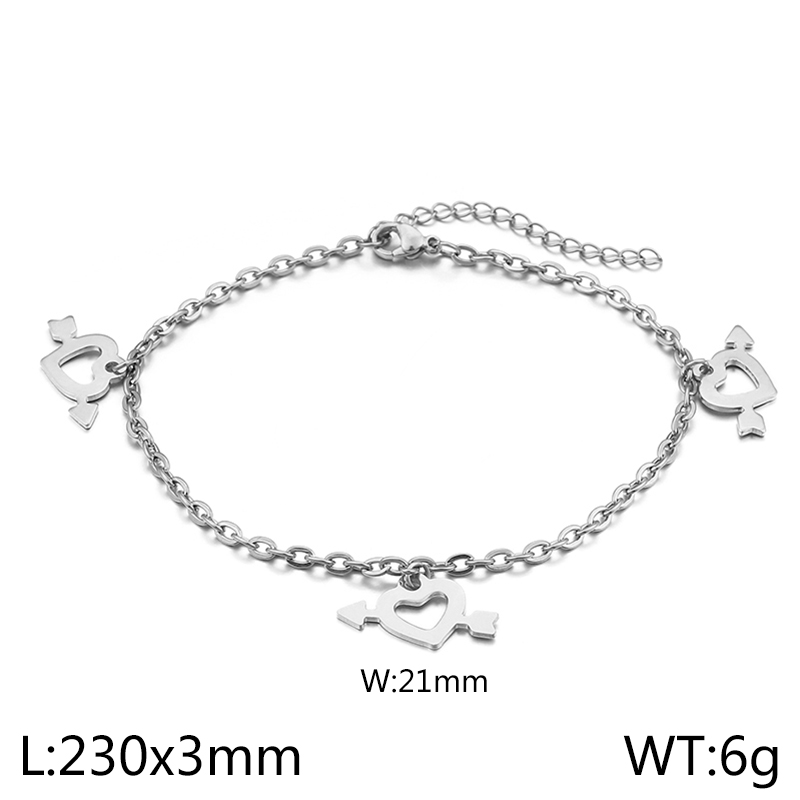 Simple Style Heart Shape Titanium Steel 18K Gold Plated Valentine'S Day Women's Anklet display picture 7