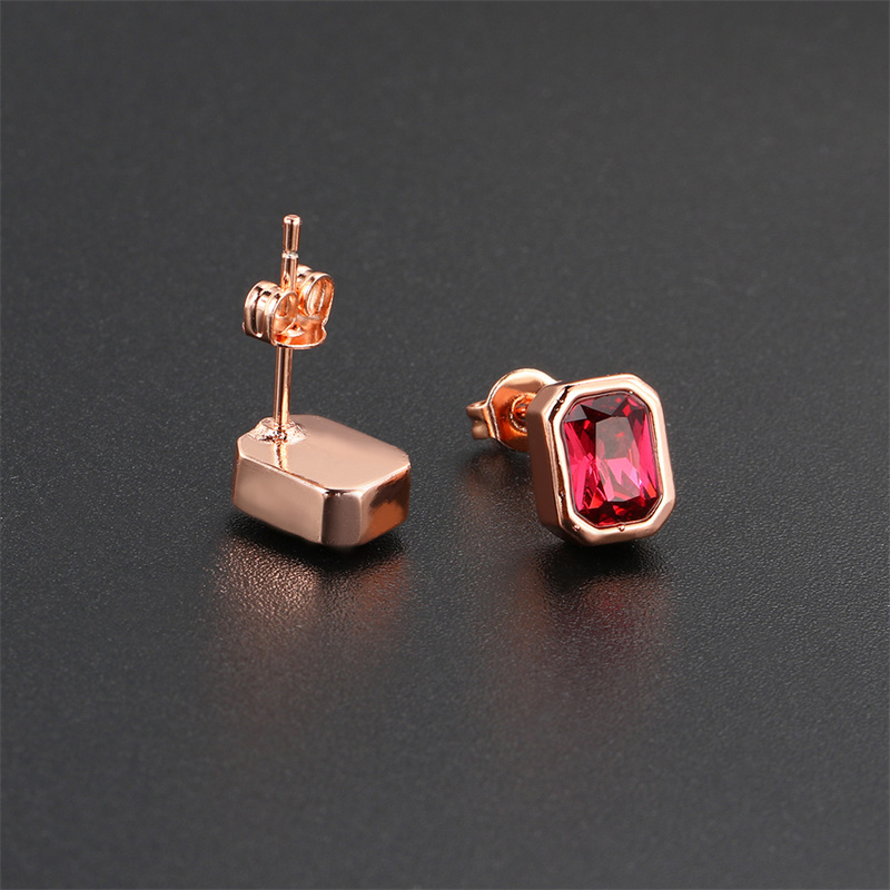1 Pair Ig Style Simple Style Rectangle Plating Inlay Brass Zircon Rose Gold Plated White Gold Plated Ear Studs display picture 5