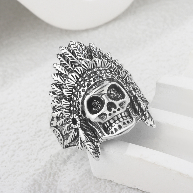 Wholesale Retro Skull Copper Plating Silver Plated Rings display picture 2