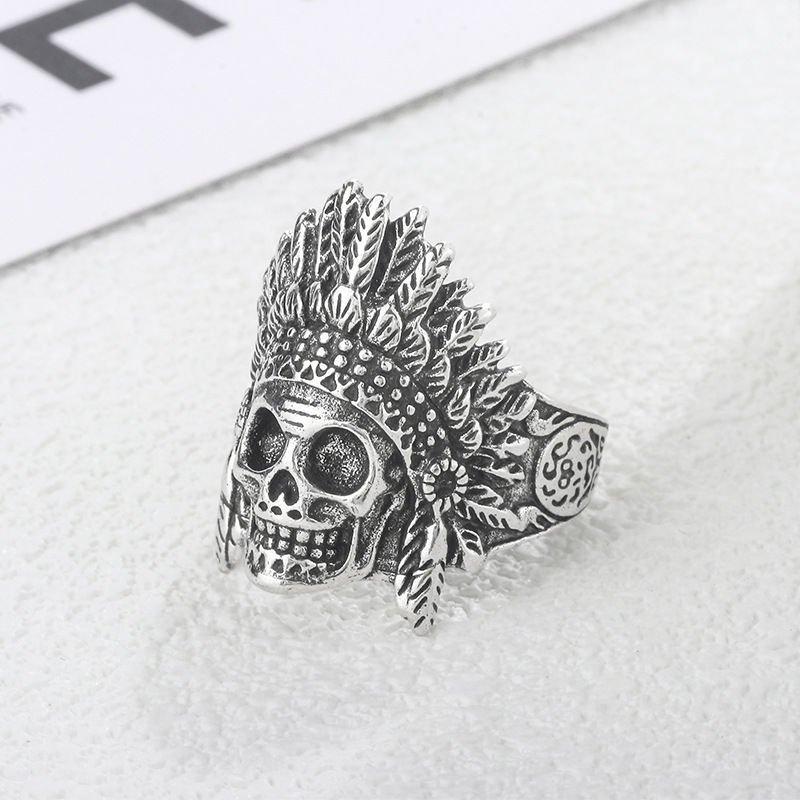 Wholesale Retro Skull Copper Plating Silver Plated Rings display picture 4