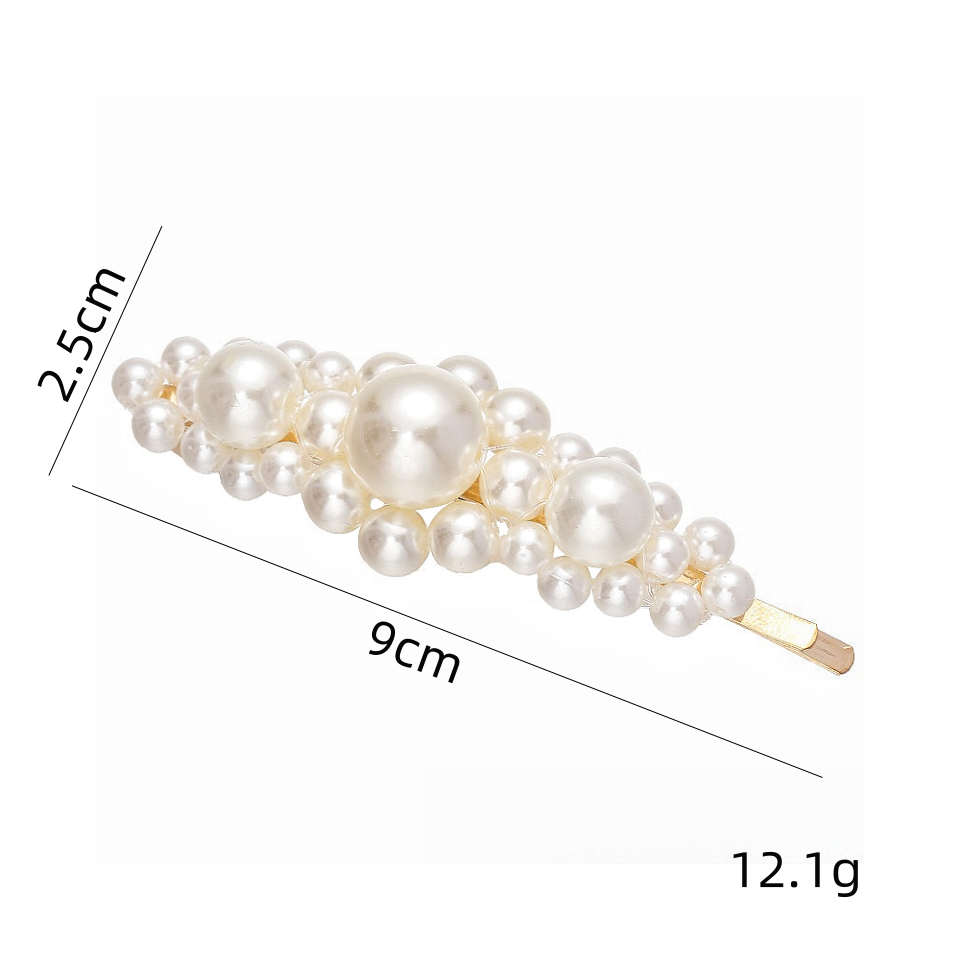 Frau Elegant Einfacher Stil Geometrisch Legierung Überzug Inlay Künstliche Perlen Haarklammer display picture 3