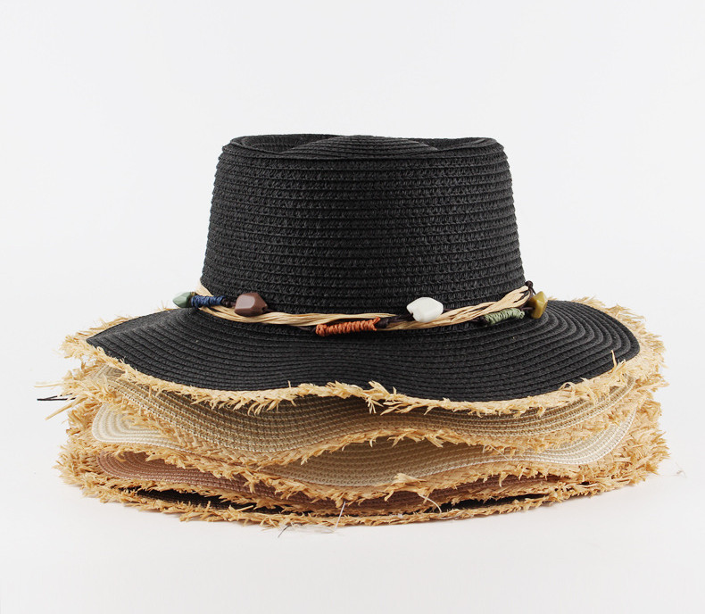 Women's Simple Style Color Block Wide Eaves Straw Hat display picture 1