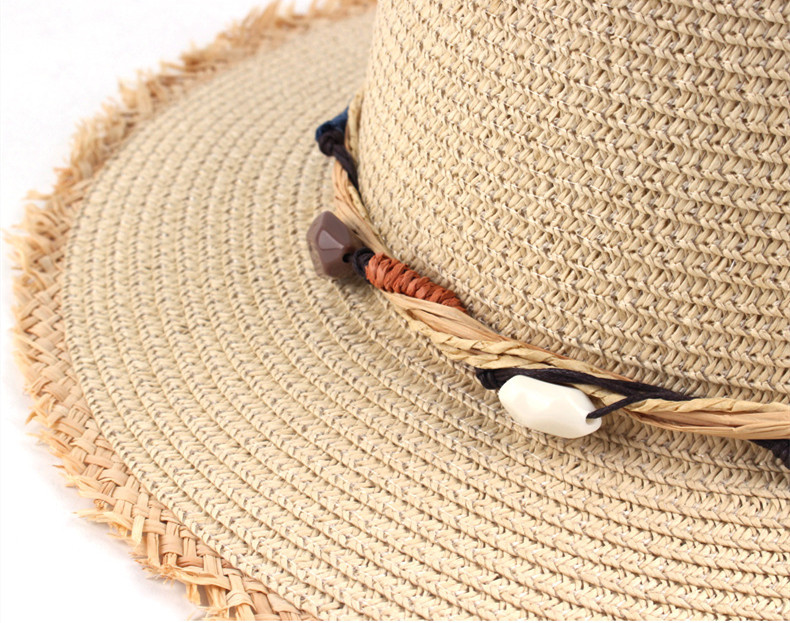 Women's Simple Style Color Block Wide Eaves Straw Hat display picture 10