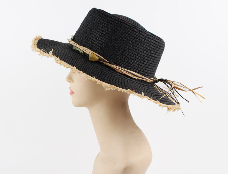 Women's Simple Style Color Block Wide Eaves Straw Hat display picture 6