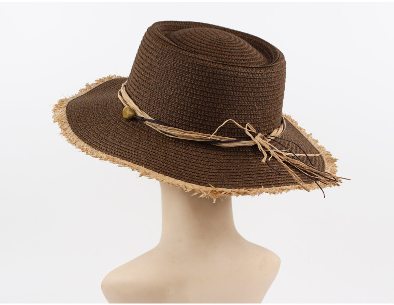 Women's Simple Style Color Block Wide Eaves Straw Hat display picture 9