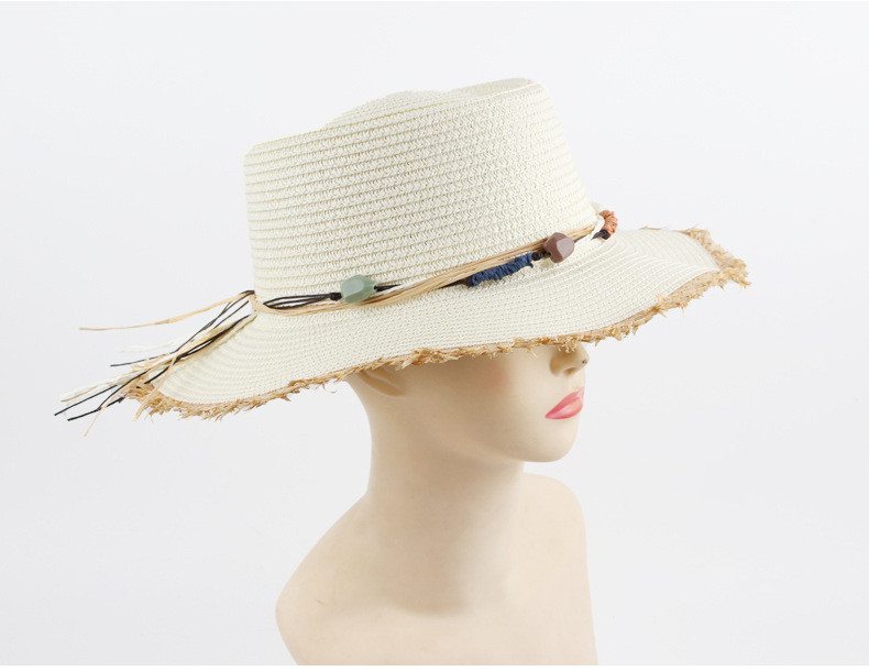 Women's Simple Style Color Block Wide Eaves Straw Hat display picture 5
