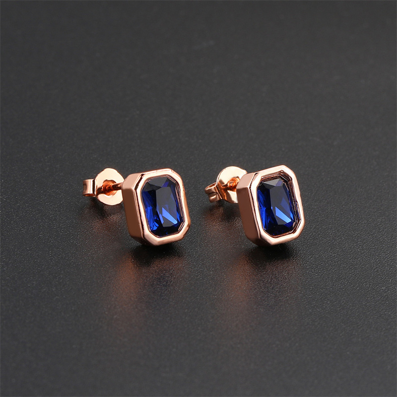 1 Pair Ig Style Simple Style Rectangle Plating Inlay Brass Zircon Rose Gold Plated White Gold Plated Ear Studs display picture 7
