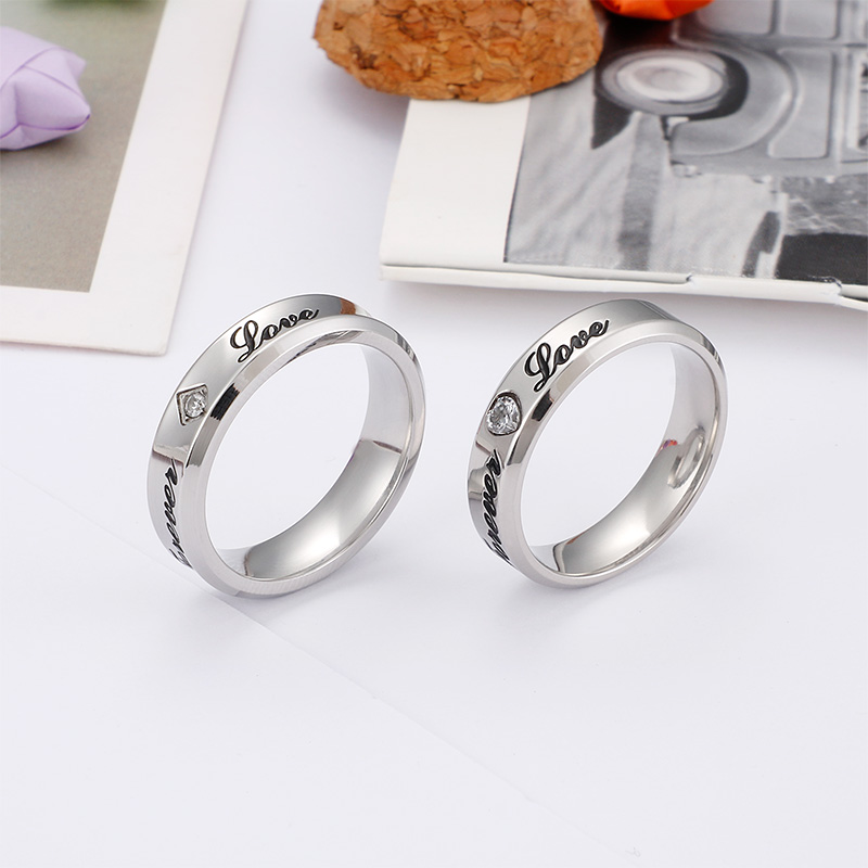 Simple Style Letter Titanium Steel Rings display picture 8