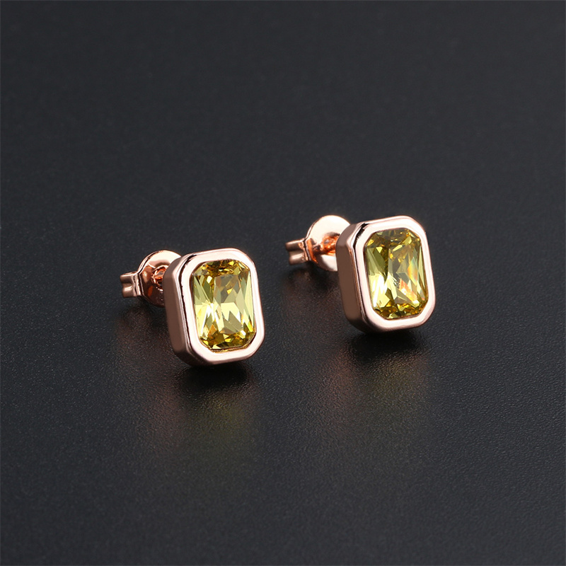 1 Pair Ig Style Simple Style Rectangle Plating Inlay Brass Zircon Rose Gold Plated White Gold Plated Ear Studs display picture 8