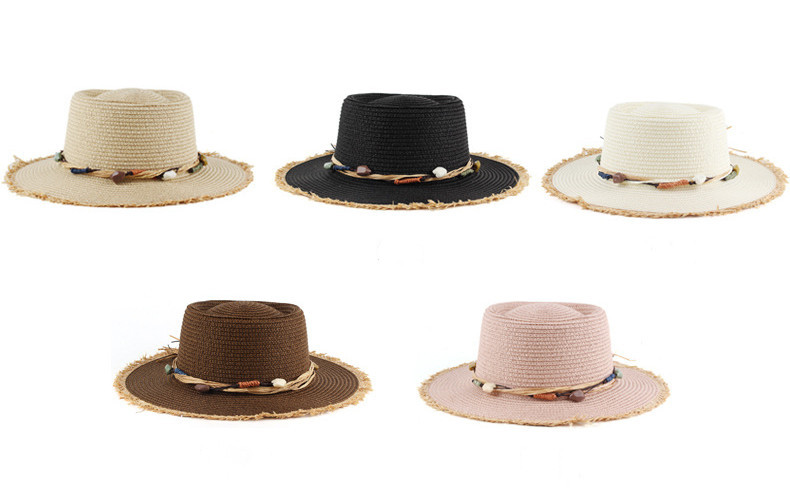 Women's Simple Style Color Block Wide Eaves Straw Hat display picture 12