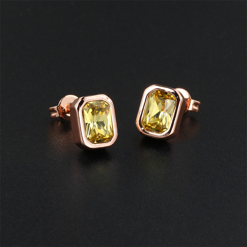1 Pair Ig Style Simple Style Rectangle Plating Inlay Brass Zircon Rose Gold Plated White Gold Plated Ear Studs display picture 10