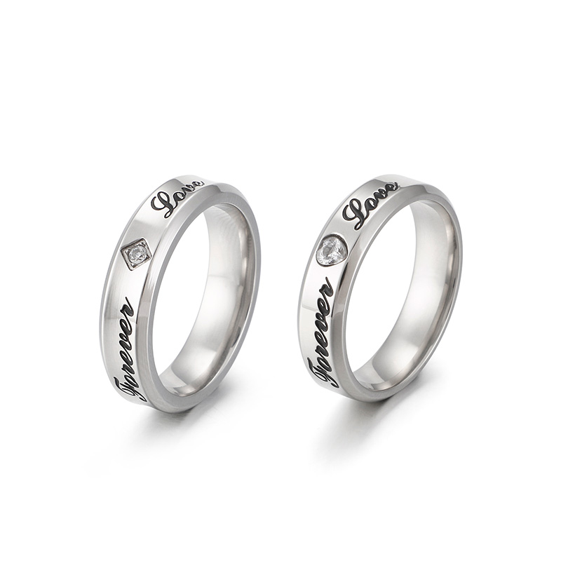 Simple Style Letter Titanium Steel Rings display picture 2
