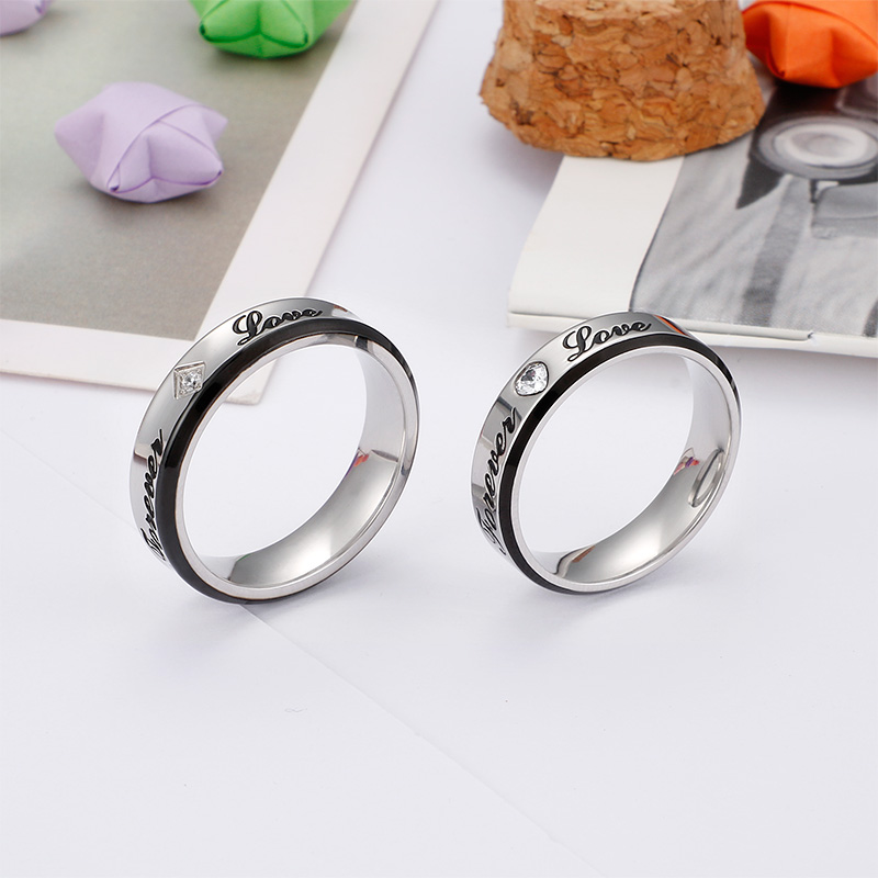 Simple Style Letter Titanium Steel Rings display picture 5