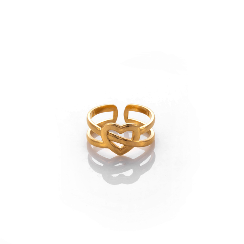 Einfacher Stil Herzform Rostfreier Stahl 18 Karat Vergoldet Ringe Ohrringe Halskette display picture 4