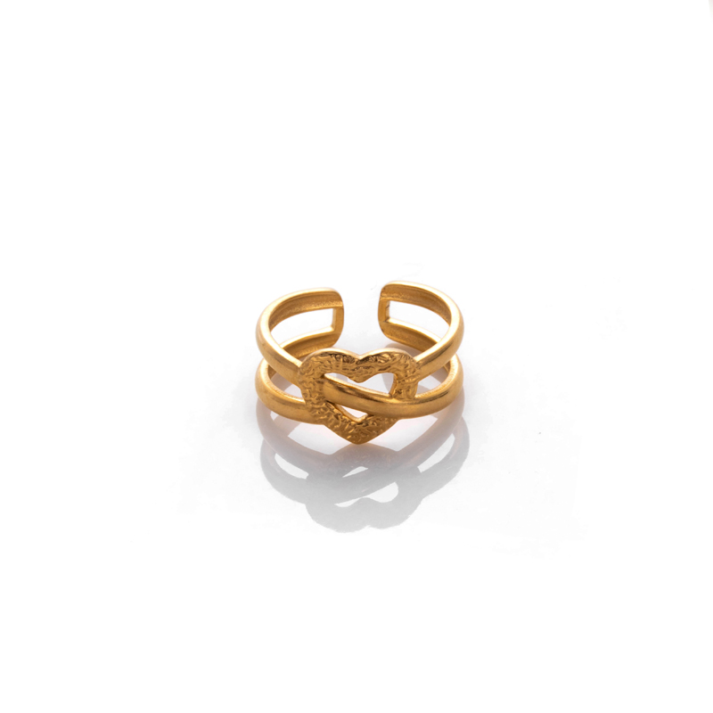 Einfacher Stil Herzform Rostfreier Stahl 18 Karat Vergoldet Ringe Ohrringe Halskette display picture 5