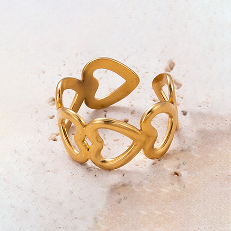 Einfacher Stil Herzform Rostfreier Stahl 18 Karat Vergoldet Ringe Ohrringe Halskette display picture 7