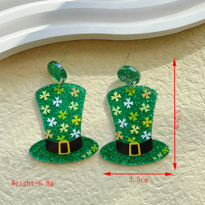 1 Pair Ethnic Style Four Leaf Clover Polishing Plating Arylic 14k Gold Plated Drop Earrings display picture 9