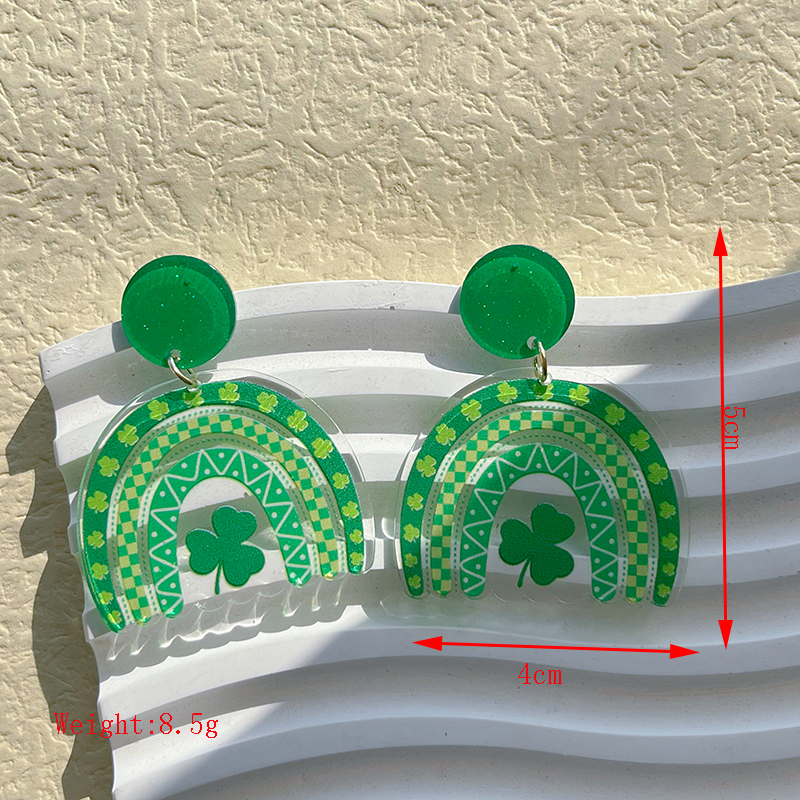 1 Pair Ethnic Style Shamrock Polishing Plating Arylic 14k Gold Plated Drop Earrings display picture 2