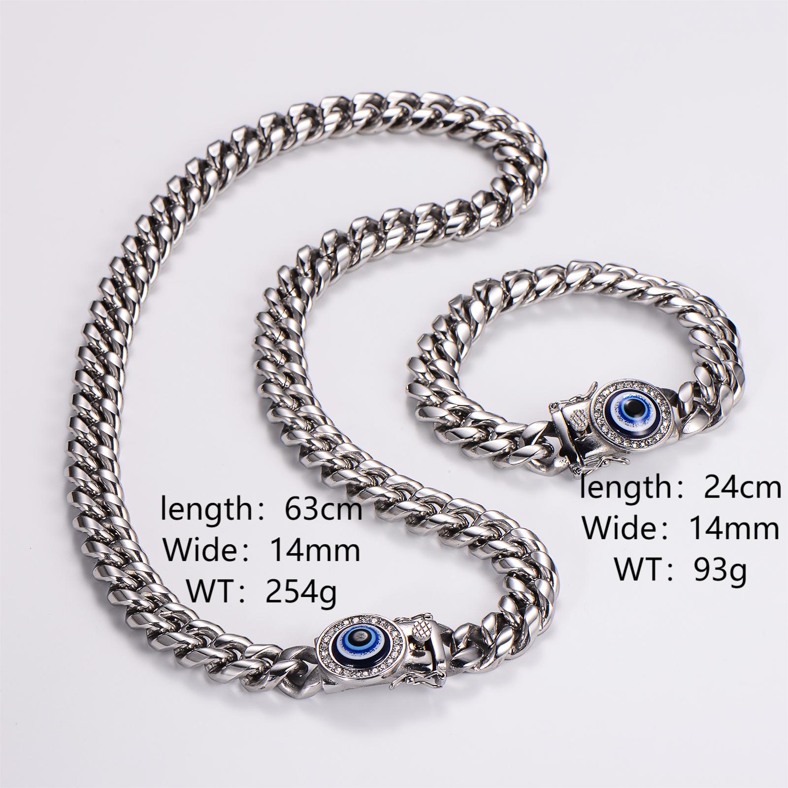 Hip-Hop Rock Devil's Eye Stainless Steel Artificial Rhinestones Resin Unisex Bracelets Necklace display picture 1