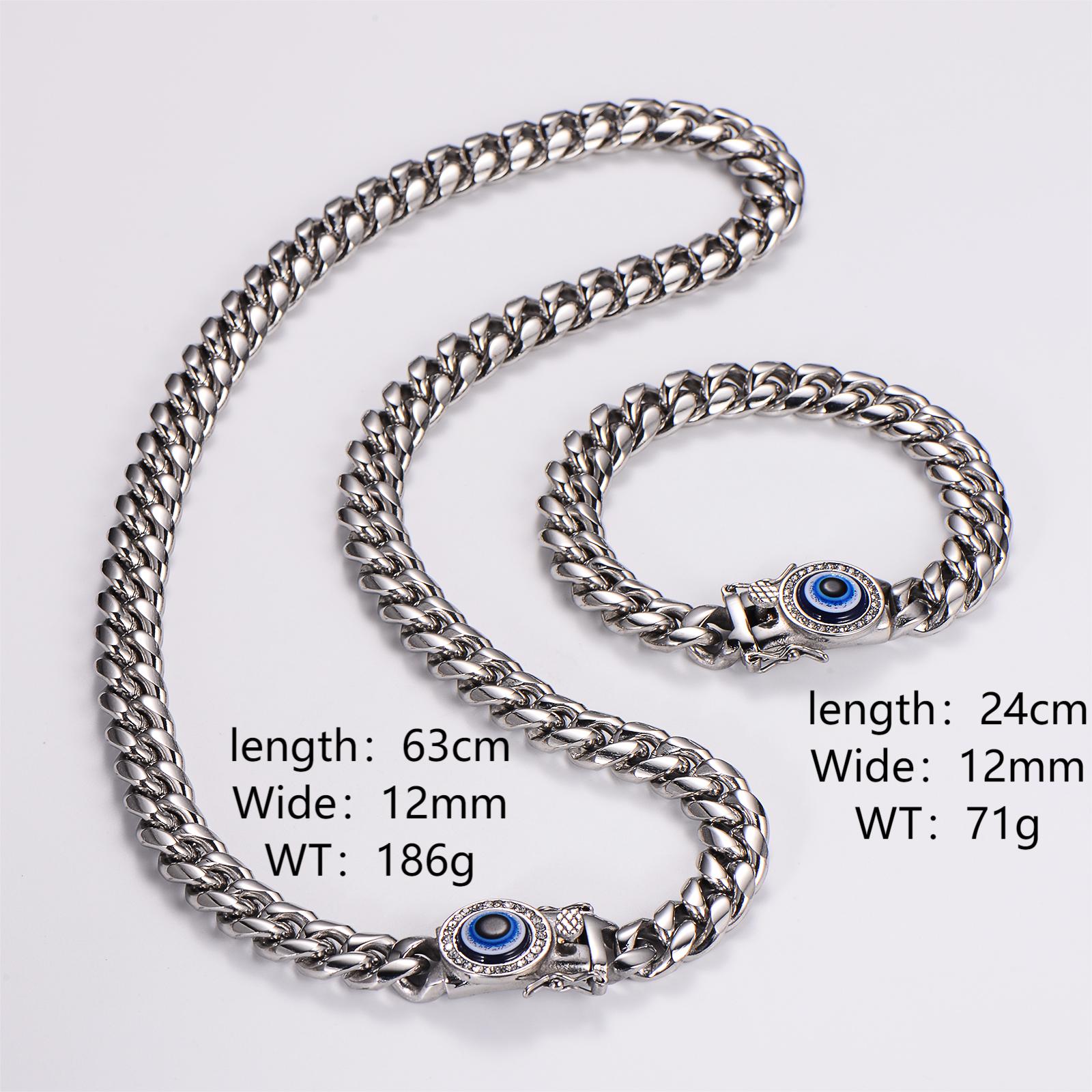 Hip-Hop Rock Devil's Eye Stainless Steel Artificial Rhinestones Resin Unisex Bracelets Necklace display picture 3