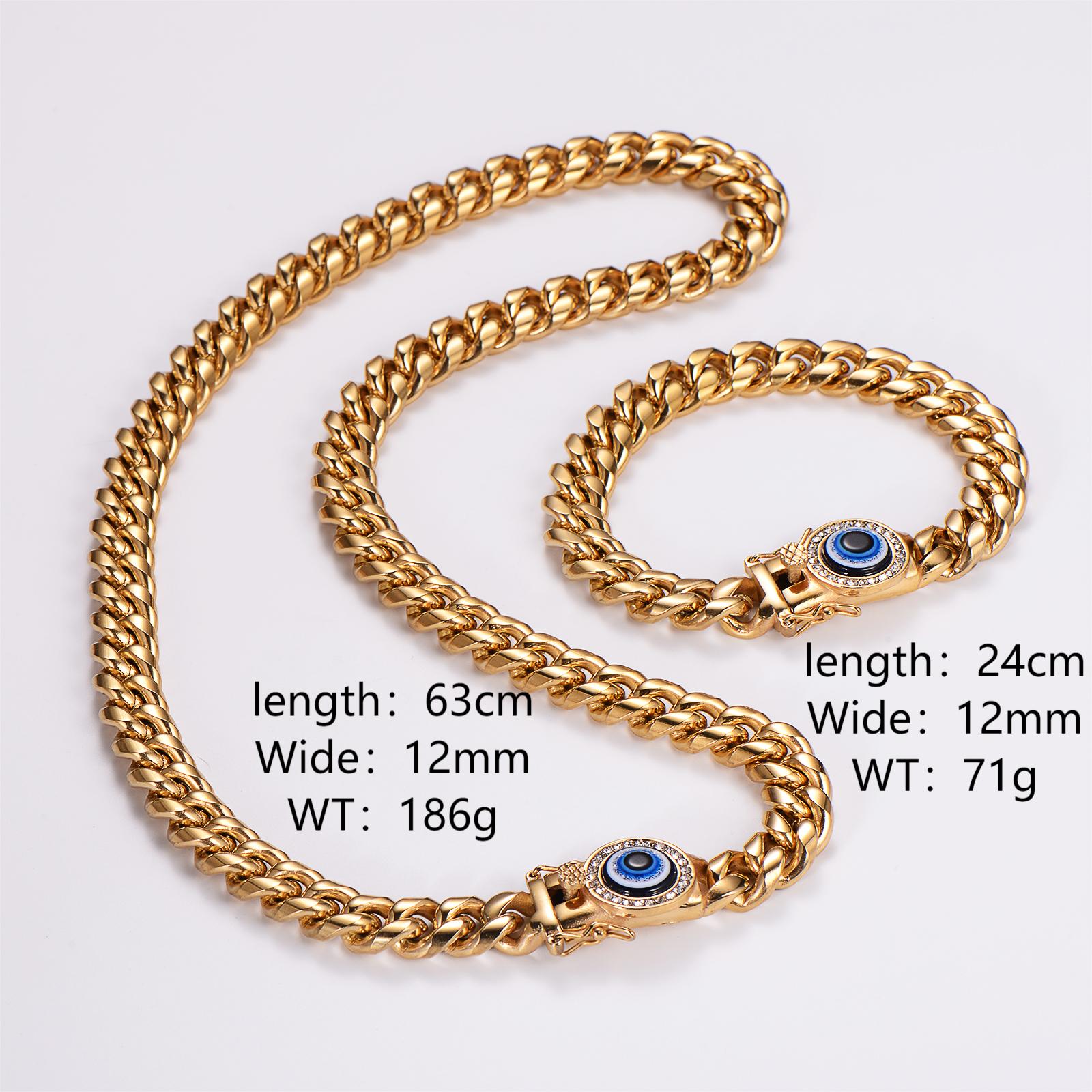 Hip-Hop Rock Devil's Eye Stainless Steel Artificial Rhinestones Resin Unisex Bracelets Necklace display picture 2