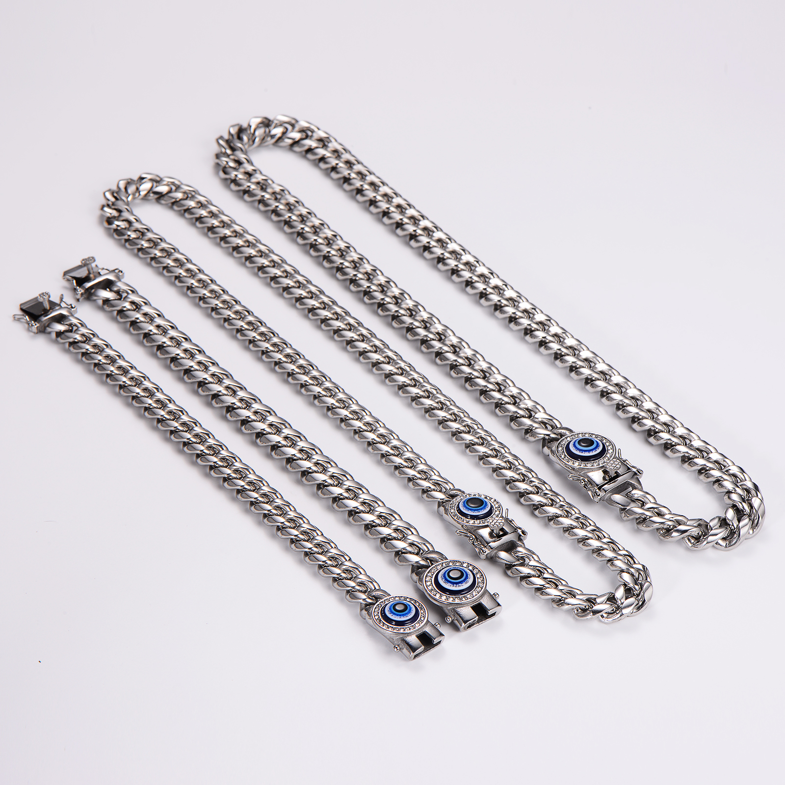 Hip-Hop Rock Devil's Eye Stainless Steel Artificial Rhinestones Resin Unisex Bracelets Necklace display picture 13