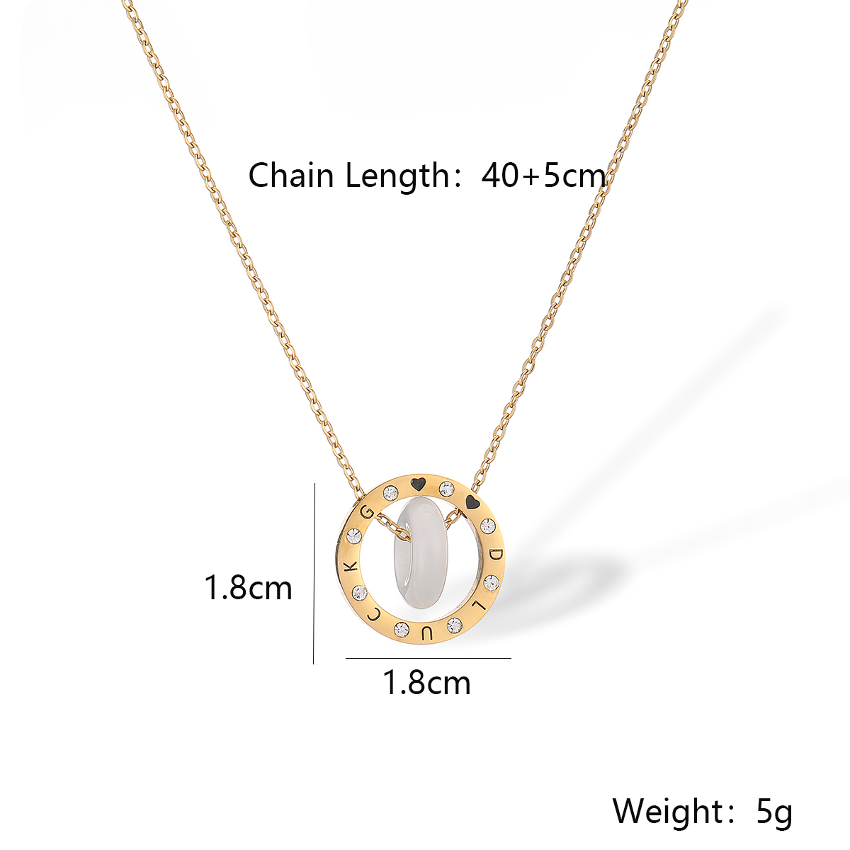 304 Stainless Steel 18K Gold Plated Simple Style Plating Inlay Letter Roman Numeral Zircon Pendant Necklace display picture 2