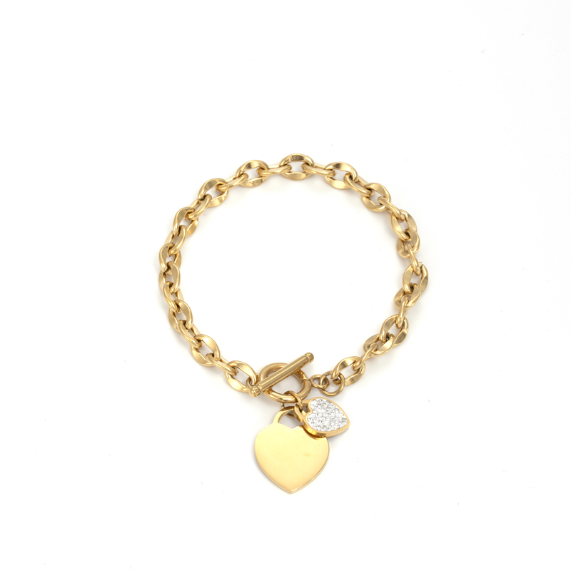 Vintage Style French Style Simple Style Heart Shape Pineapple Stainless Steel Plating Inlay Zircon 18k Gold Plated Bracelets Earrings display picture 1