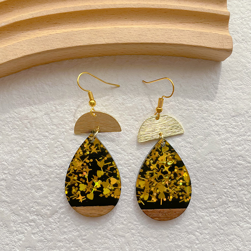 1 Pair Classical Classic Style Geometric Wood Resin Drop Earrings display picture 10