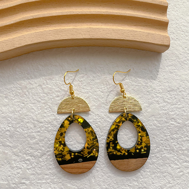 1 Pair Classical Classic Style Geometric Wood Resin Drop Earrings display picture 9