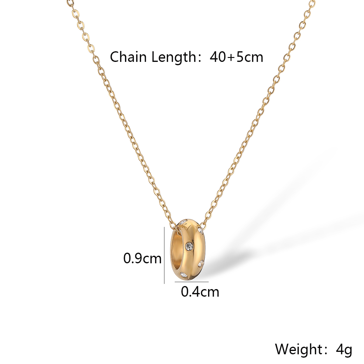304 Stainless Steel 18K Gold Plated Simple Style Plating Inlay Geometric Circle Zircon Necklace display picture 1