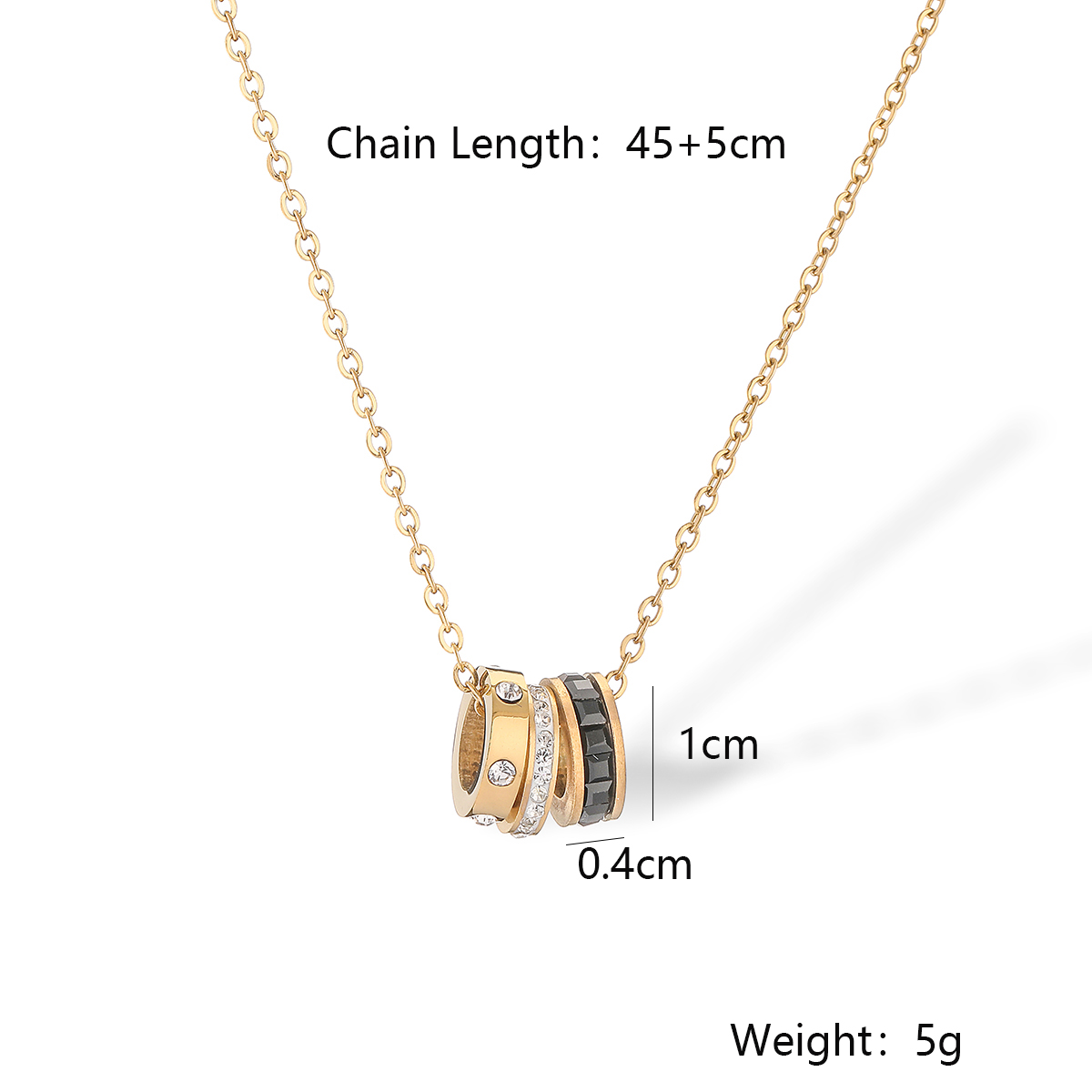 304 Stainless Steel 18K Gold Plated Simple Style Plating Inlay Geometric Circle Zircon Necklace display picture 2