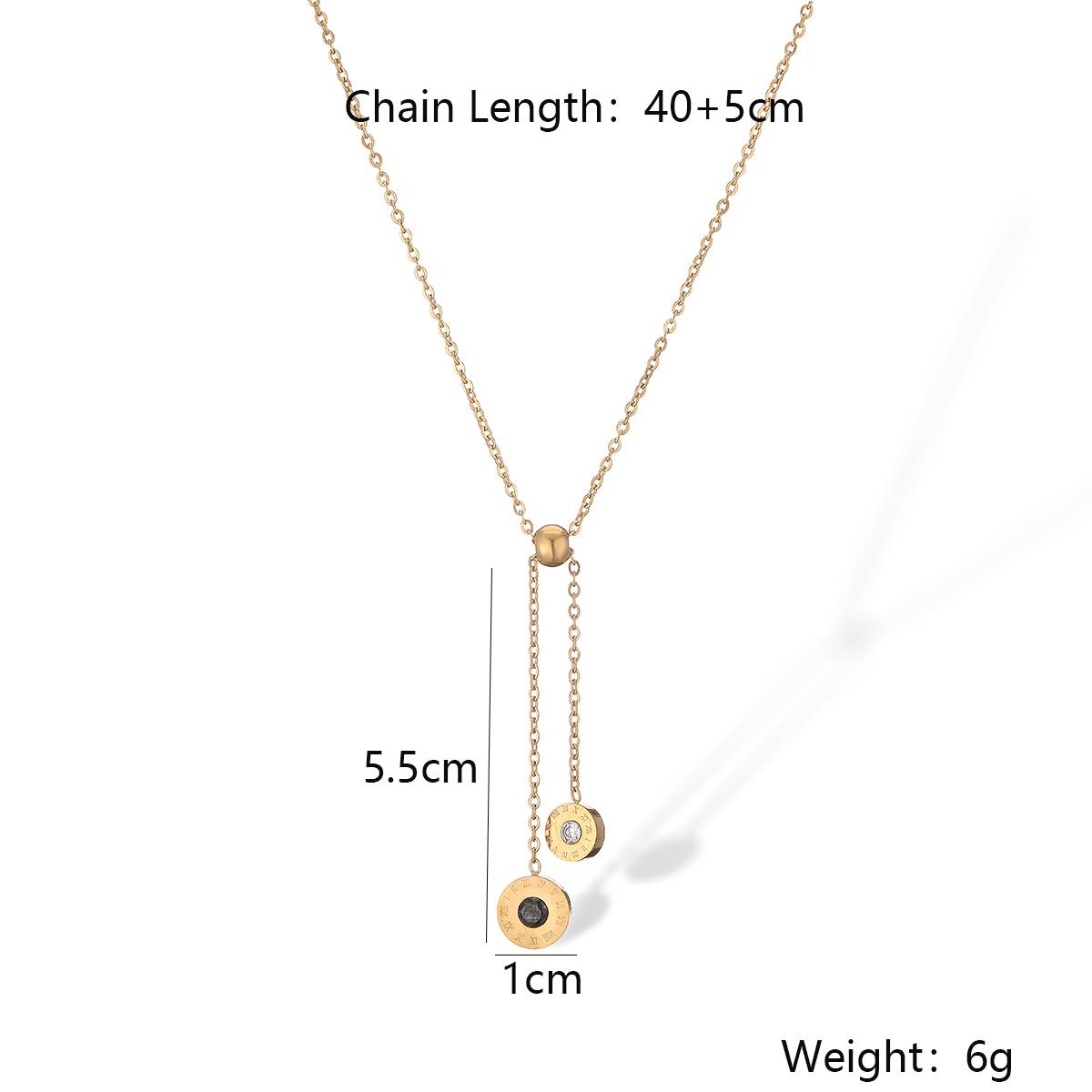 304 Stainless Steel 18K Gold Plated Simple Style Plating Inlay Round Roman Numeral Zircon Necklace display picture 1