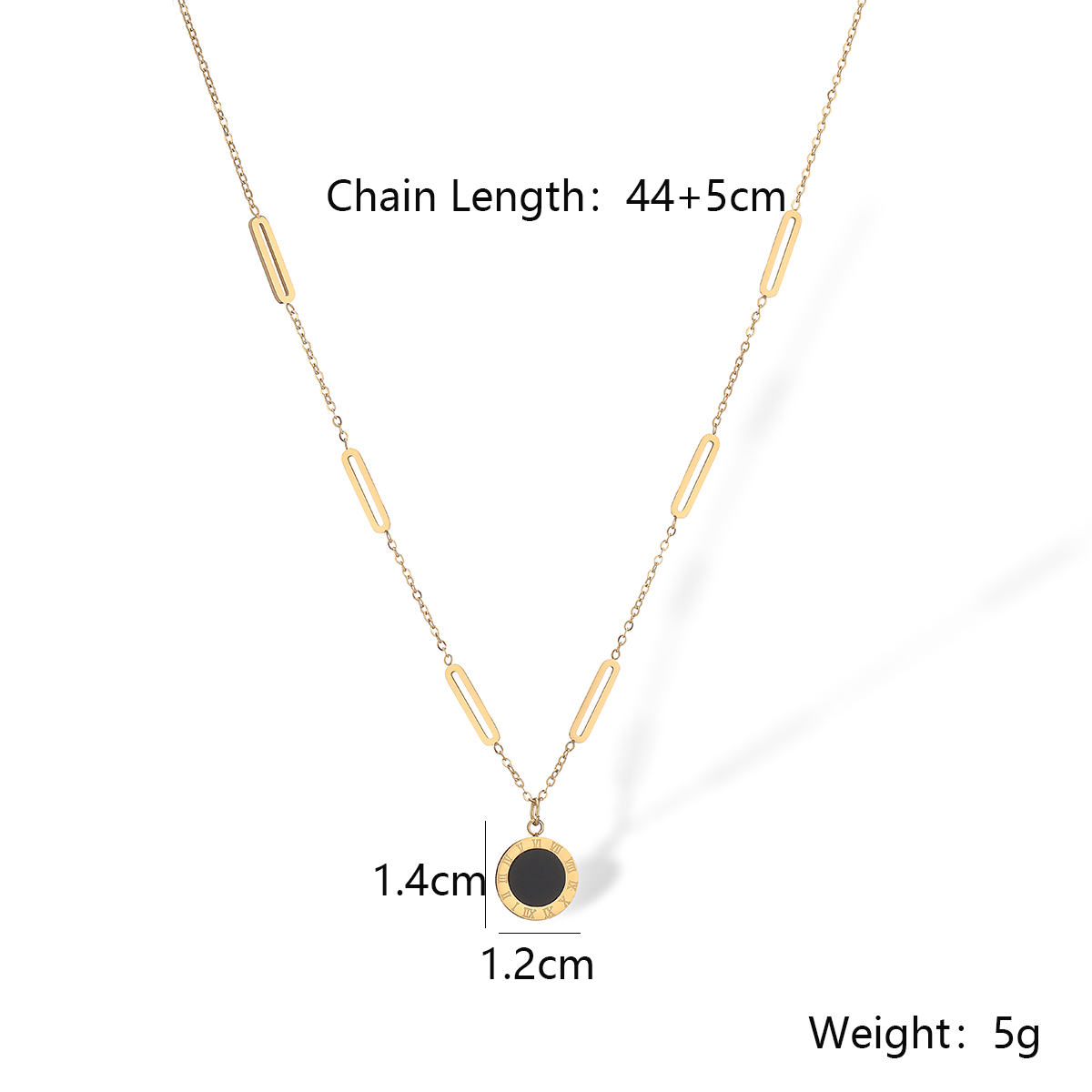 304 Stainless Steel 18K Gold Plated Simple Style Plating Inlay Round Roman Numeral Zircon Necklace display picture 3